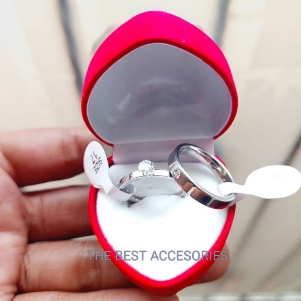 Cincin Terlaris Cincin Couple Titanium Import Sudah Free Kotak , Cincin Pasangan Cicin Perak Mata Sa