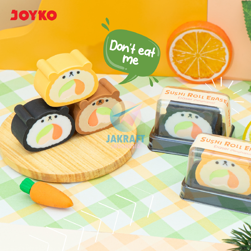 

(12 Set) GROSIR Penghapus Pensil Sushi Roll JOYKO ER-153 Segala Pensil Dust Clean Lucu Fancy Erasing Free Karet Rubber Eraser Pasti Bersih Tanpa Ampas | BOX