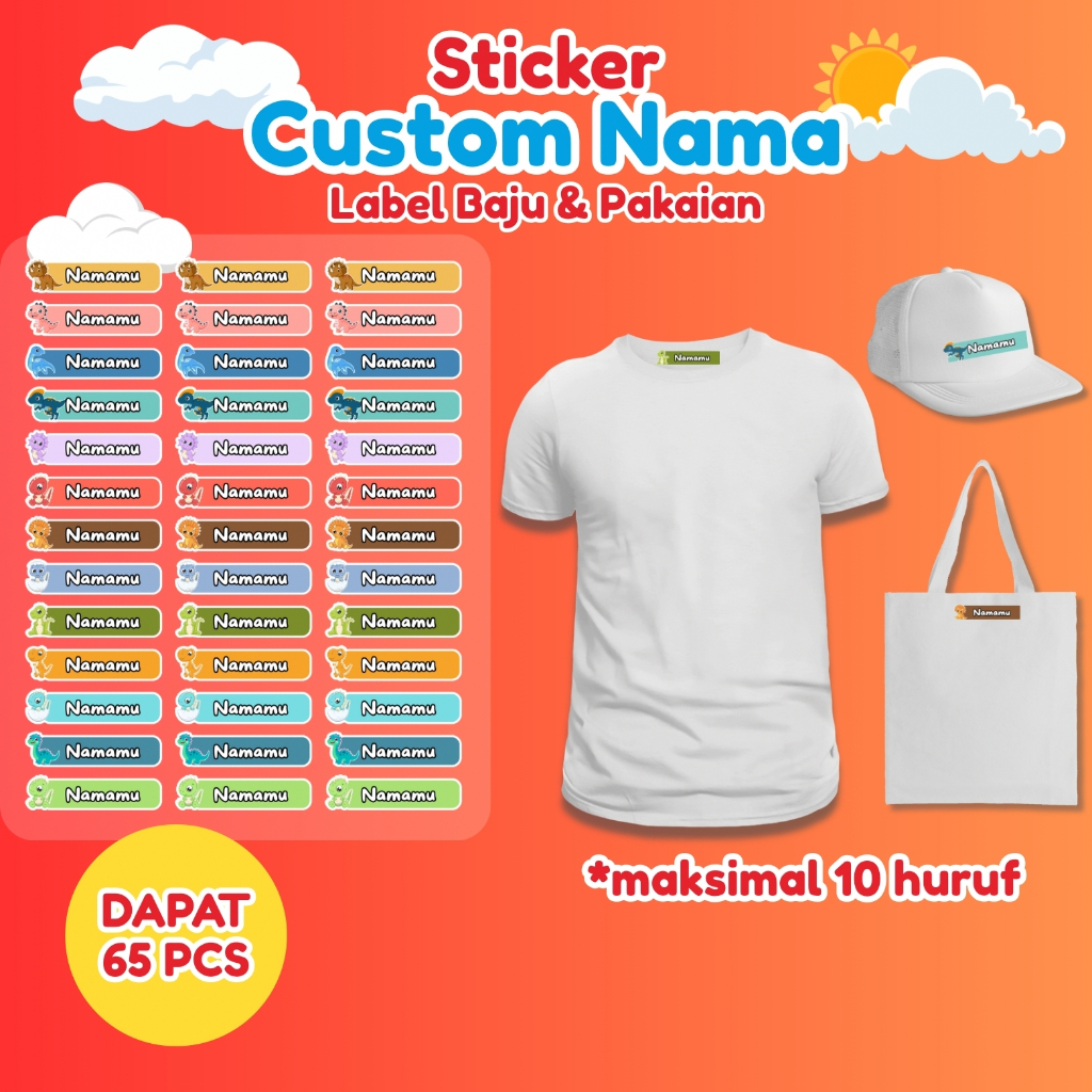 

Stiker Kain Custom 65 PCS Stiker Label Nama Kain Baju Anak Sablon Setrika Sticker Aesthetic Custom