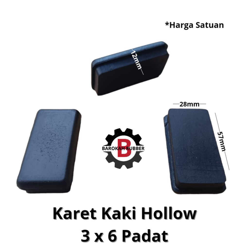 Karet Tutup Kaki Meja Kursi Rak Besi Hollow 3x6 Padat Holo