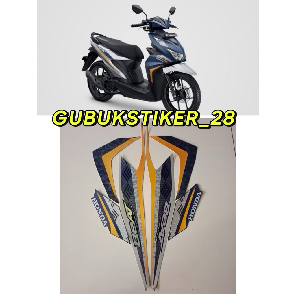 ORIGINAL STRIPING STIKER LIS BODY MOTOR HONDA BEAT ISS 2021 SILVER BIRU DONGKER