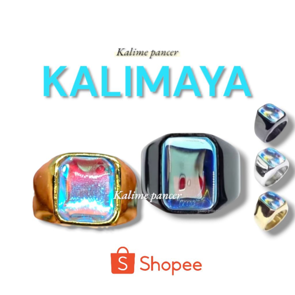 Cincin Batu Akik Kalimaya Cristal Top Hq - cincin pria Ring Motif Titanium