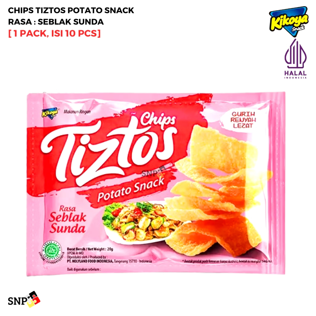 

KIKOYA SNACK Keripik Kentang Chips Tiztos Potato Snack [1 Pack, isi 10 Pcs]