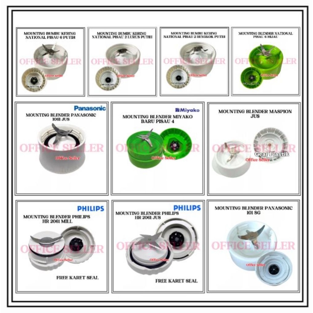 MOUNTING BLENDER BUMBU KERING / JUS / MILL NATIONAL PHILIPS MIYAKO MASPION DLL LENGKAP SEMUA MEREK -