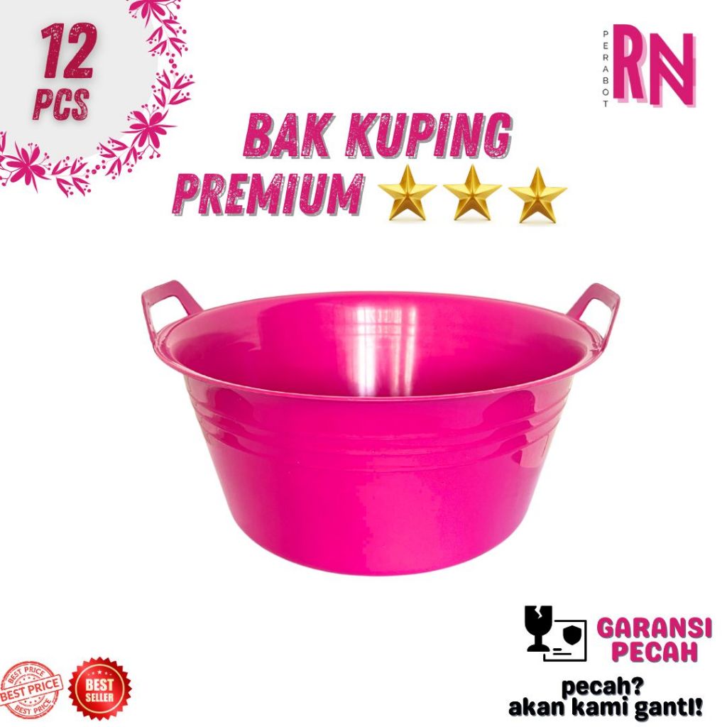 [12 PCS] BAK KUPING PREMIUM UKURAN 16/ BAK KUPING WARNA PINK / BAK PLASTIK / BAK AIR ANTI PECAH / BA