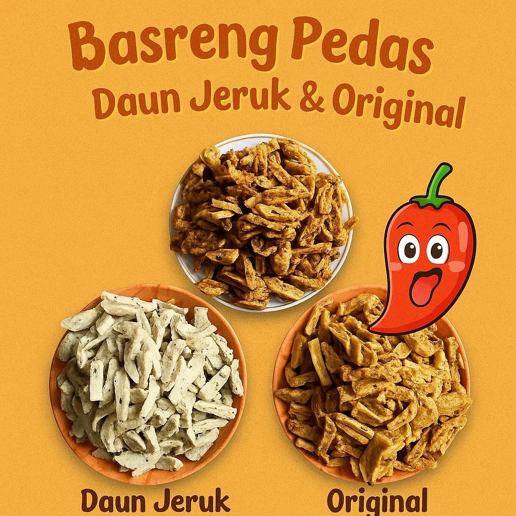 

Basreng pedas Daun Jeruk dan Original — Pedasnya Nampol, Gurihnya Nendang!