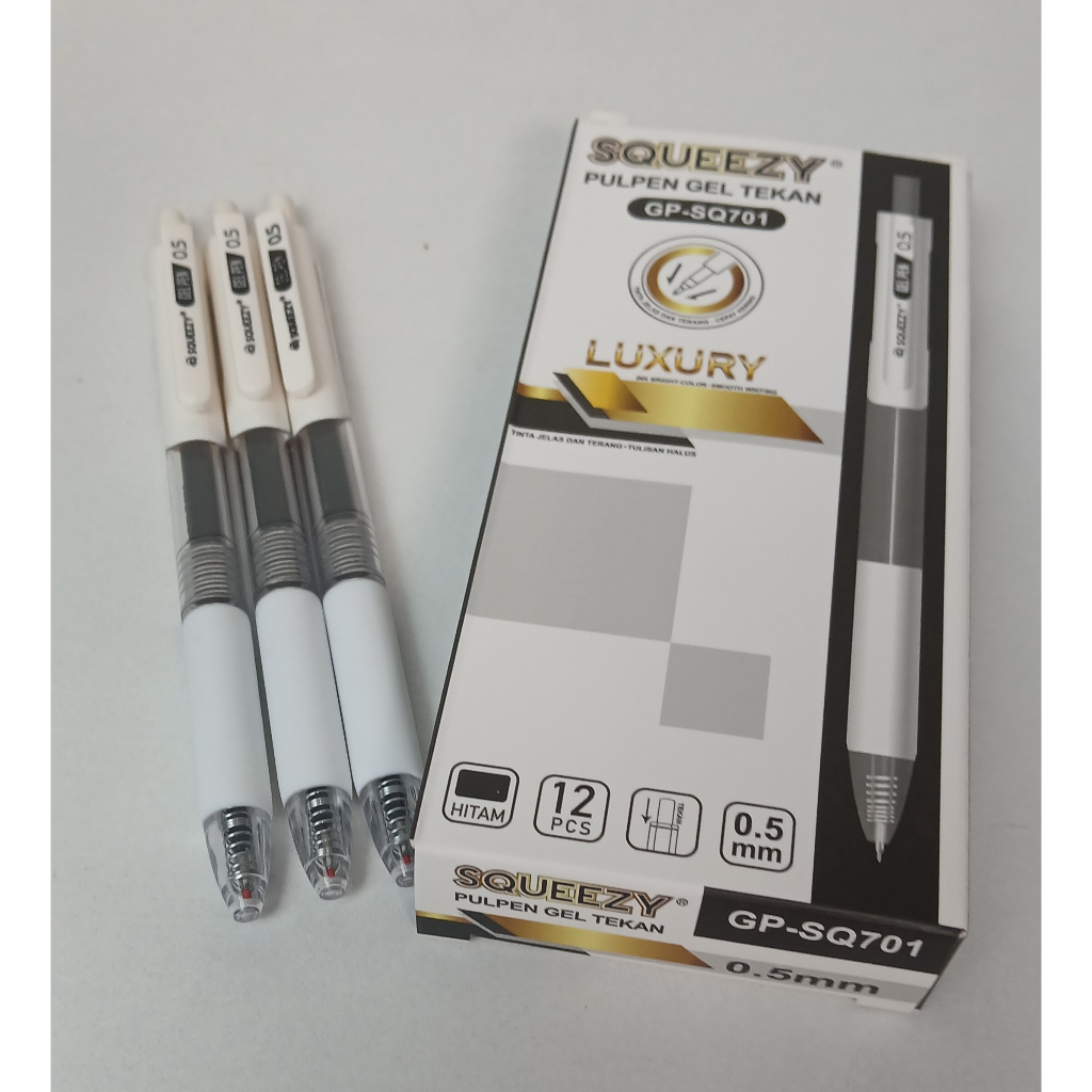 

Pulpen gel model cetek luxury SQ 701 pen gel squezy