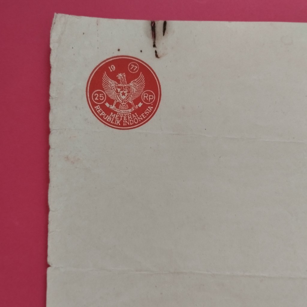 

Kertas Segel Kuno Rp 25 Tahun 1977 Single