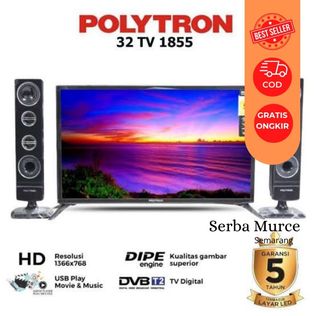 TV Polytron 32 inch type 32TV1755 Speaker Tower// Smart TV Murah/ SmartTVMurah/ TV Murah/ Smarttvbag