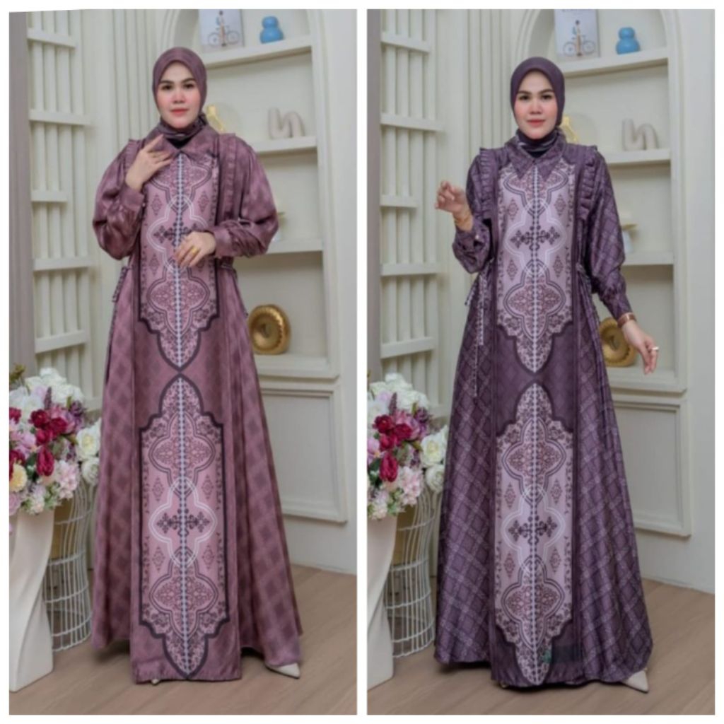 Lilina Dress Set Hijab Voal Segi Empat Rhaina