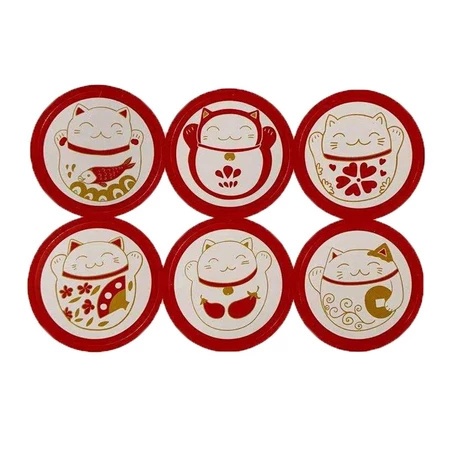 

Hiascake (10 Lembar) Sticker Imlek Kucing 6 Sticker Hiasan Box CNY Chinese New Year Box Decoration Perekat Label Stiker Imlek CNY