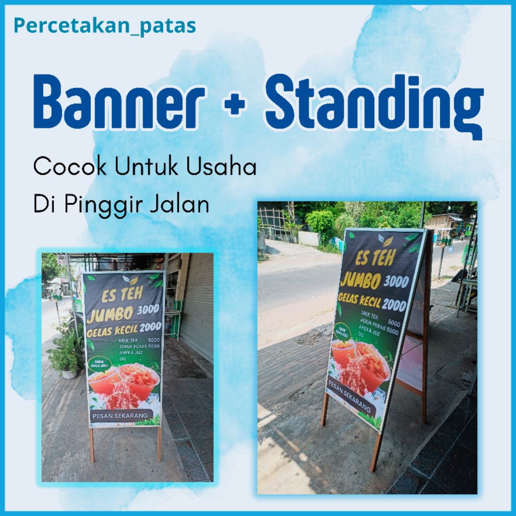 Banner Standing , Banner Kayu , Banner Pinggir Jalan Raya, Banner Standing , Standing Banner, Banner