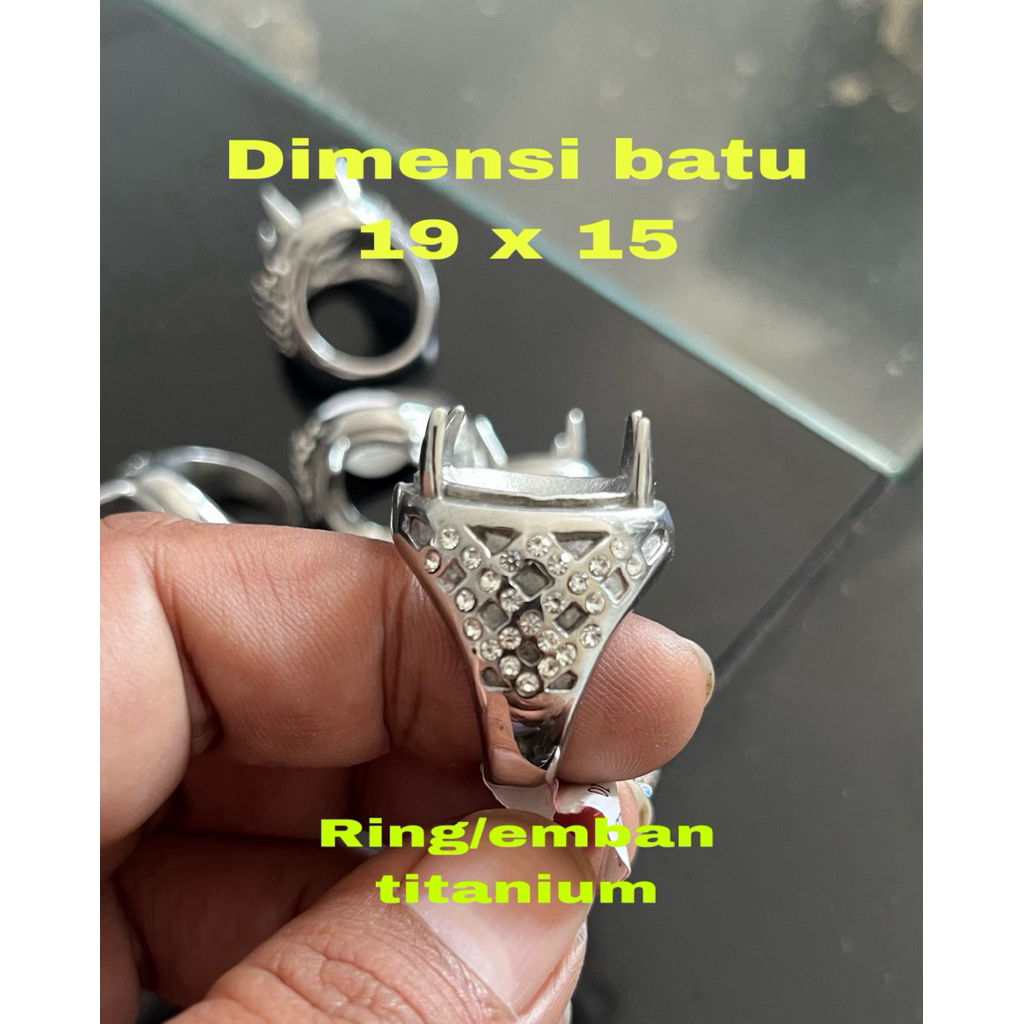 ring emban batu akik titanium