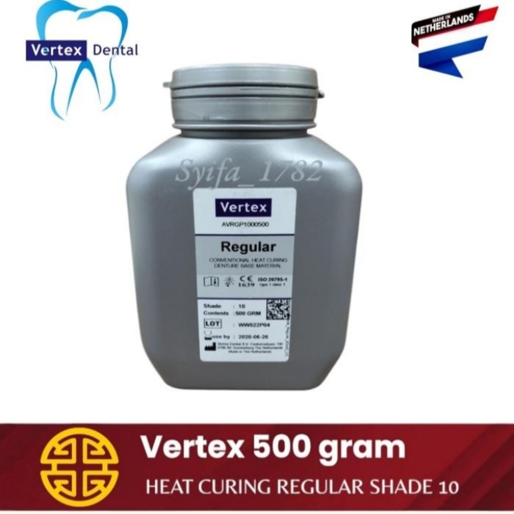 Vertex Shade 10 Heat Curing Regular 500 gram dental produk laboratorium