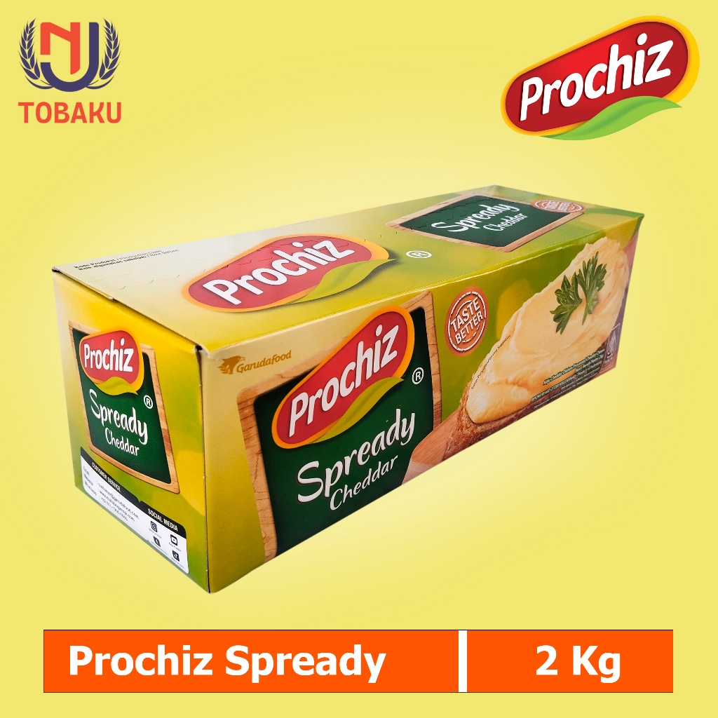 

Prochiz Spready Cheese 2 kg – Keju Oles Cheddar Olahan Halal untuk Roti & Kue