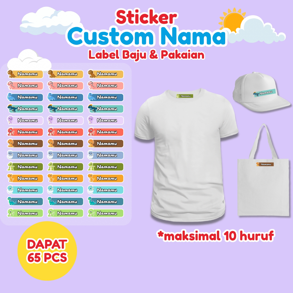 

Stiker Kain Custom 65 PCS Stiker Label Nama Kain Baju Anak Sablon Setrika sticker aesthetic custom