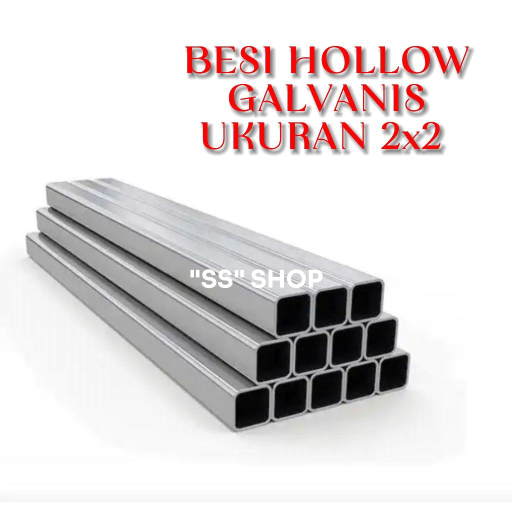 Besi hollow galvanis 2x2 (150cm) tebal 0,8mm untuk bentangan gantungan jemuran baju