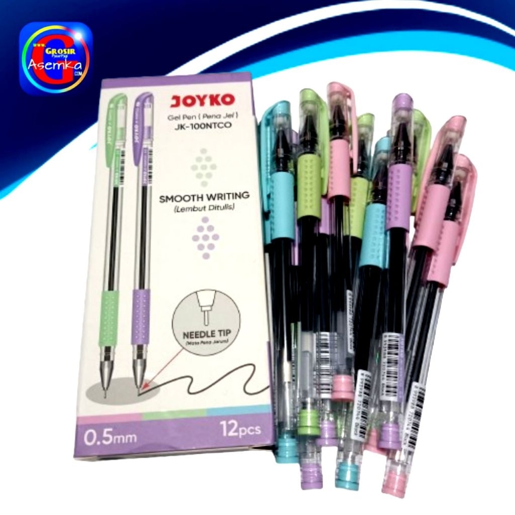 

Pulpen Pen Gel Joyko Original Tinta Hitam JK-100 NTCO JK-100 JK-100NT Grosir 12pcs