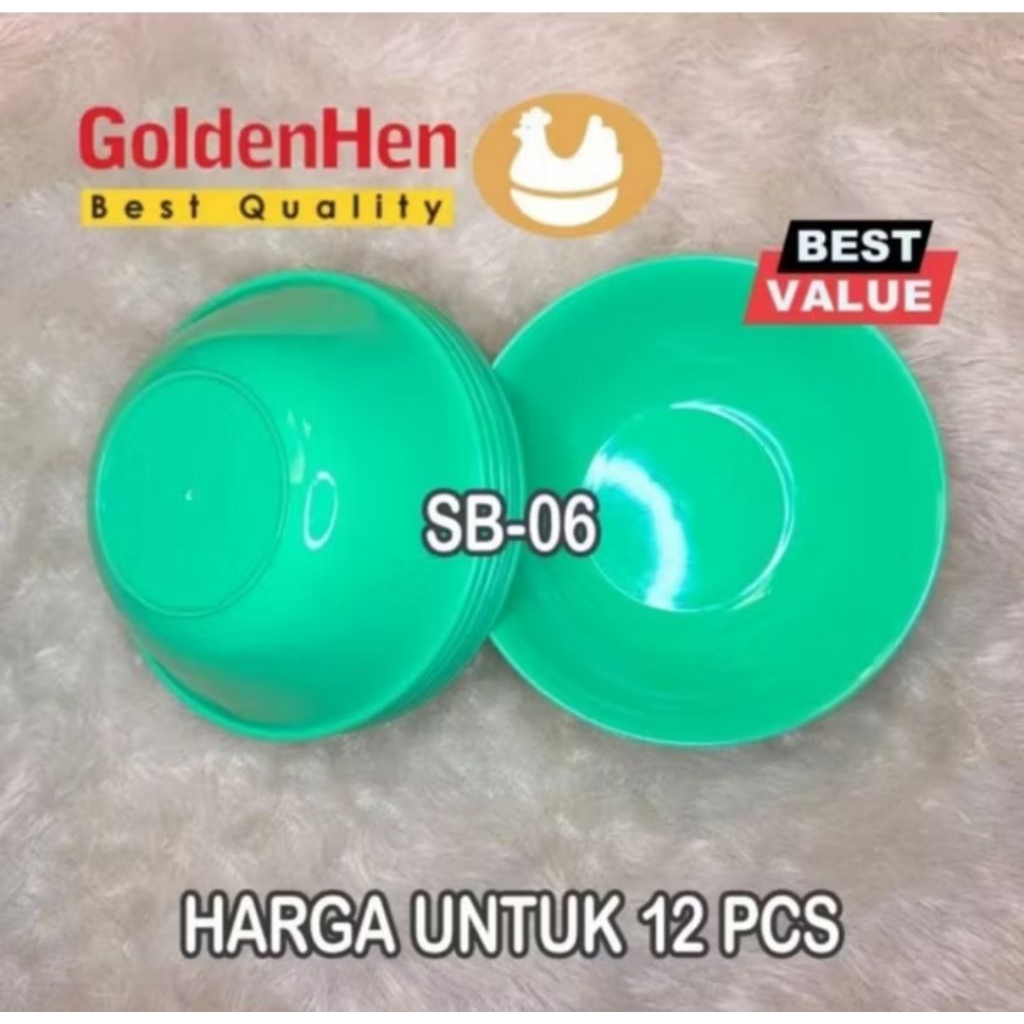 Mangkok plastik kecil 6 inch golden hen isi 1 losin/ Mangkok plastik kecil Golden hen SB 06