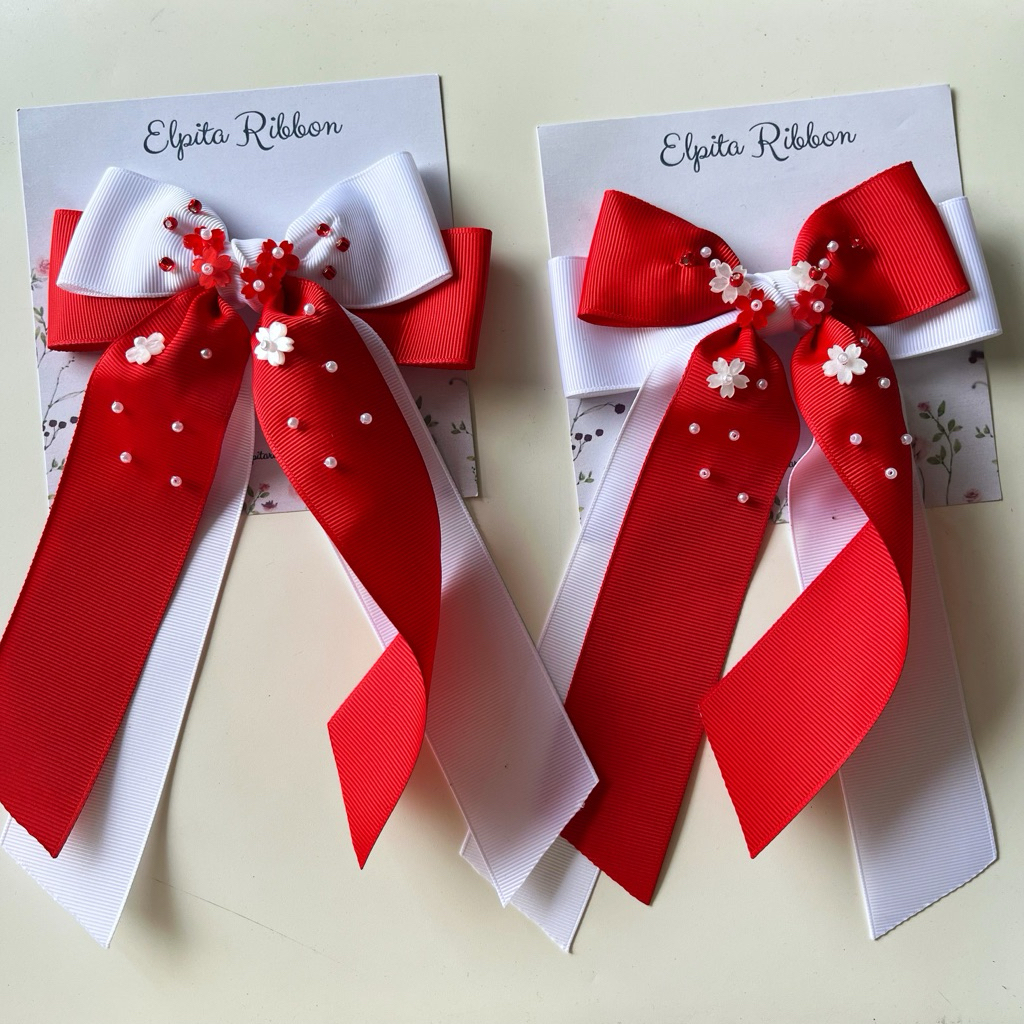 Elribbons - Jepitan Pita Kemerdekaan - Pita Merah putih- Jepit Rambut Pita Merah Putih - Pita Rambut