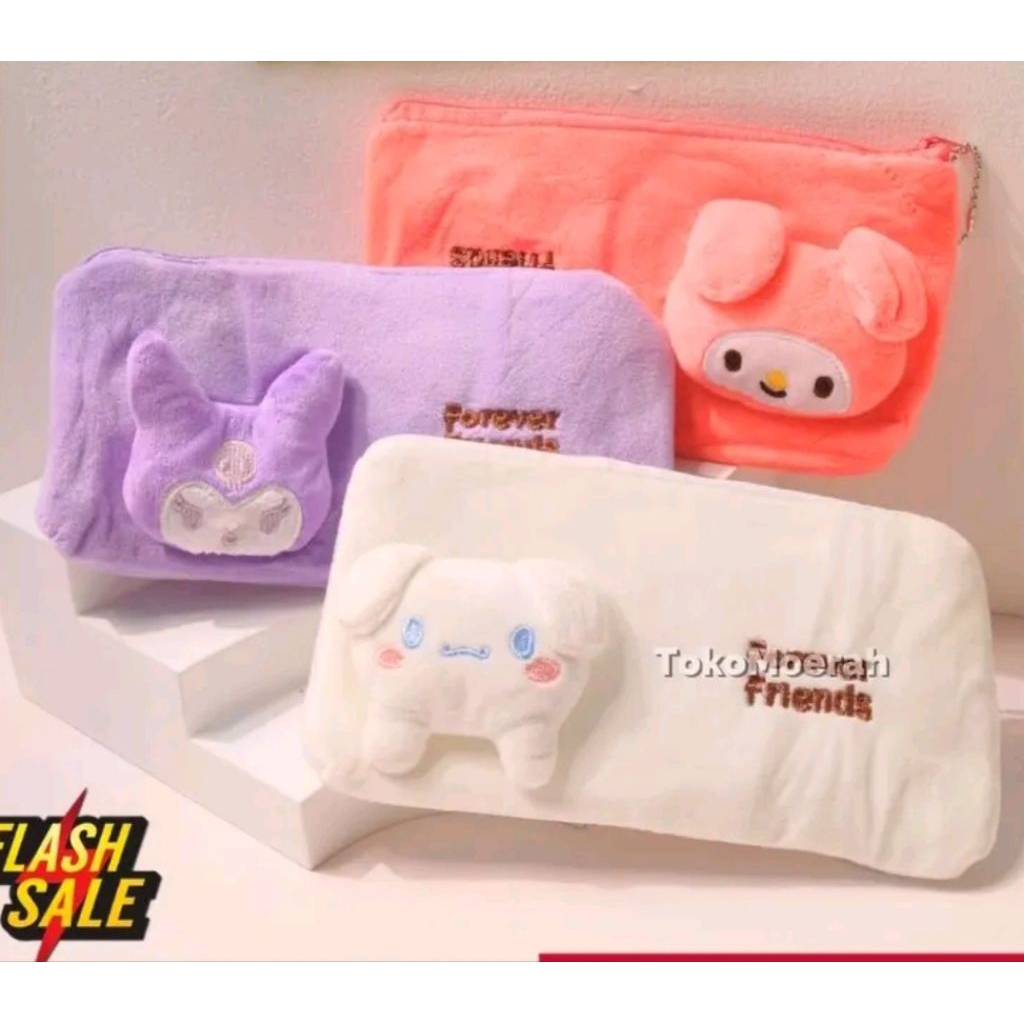

Kotak pensil Plushy Sanrio/kotak pensil bulu halus