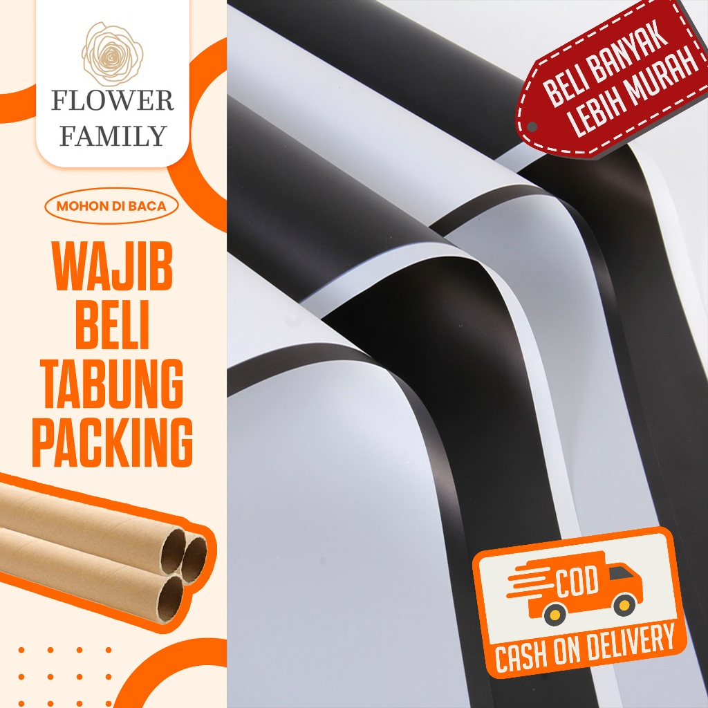 

Flower Family - [1 Lembar] MONOCHROME CELLOPHANE PAPER BLACK & WHITE WRAPPING / KERTAS BUKET HITAM PUTIH
