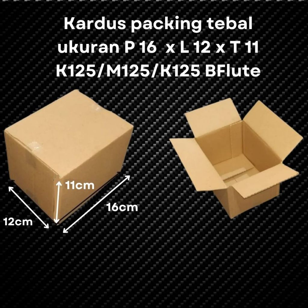 

Kardus Packing Tebal P16 cm x L12 cm x T11 cm Bahan K125/M125/K125 BFlute