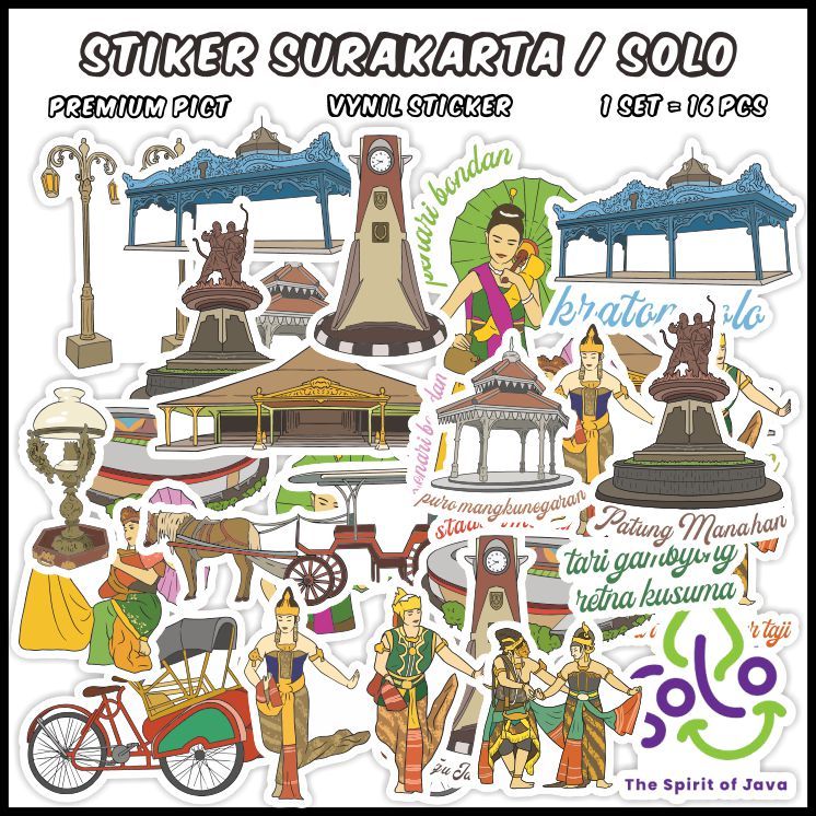 

[1 pack] Surakarta / Solo Stickers (Stiker Surakarta / Solo) Cocok untuk oleh-oleh / scrapbook / jurnal / diary / Sticker Pack / Ecer - ddu-du sticker