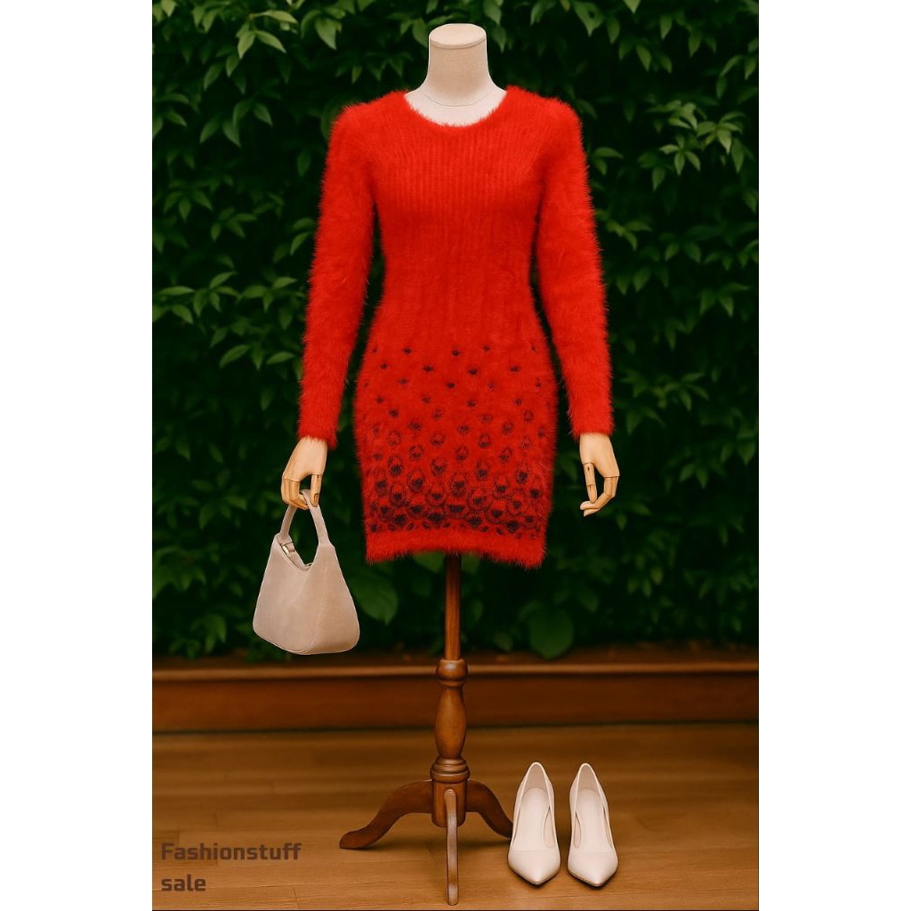 Mini dress Bodycon rajut fuzzy