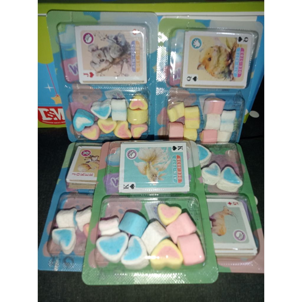 

DSM Marshmallow kwartet/Marshmallow lucu/Marshmallow unik/permen unik/permen lucu/marshmallow kartu