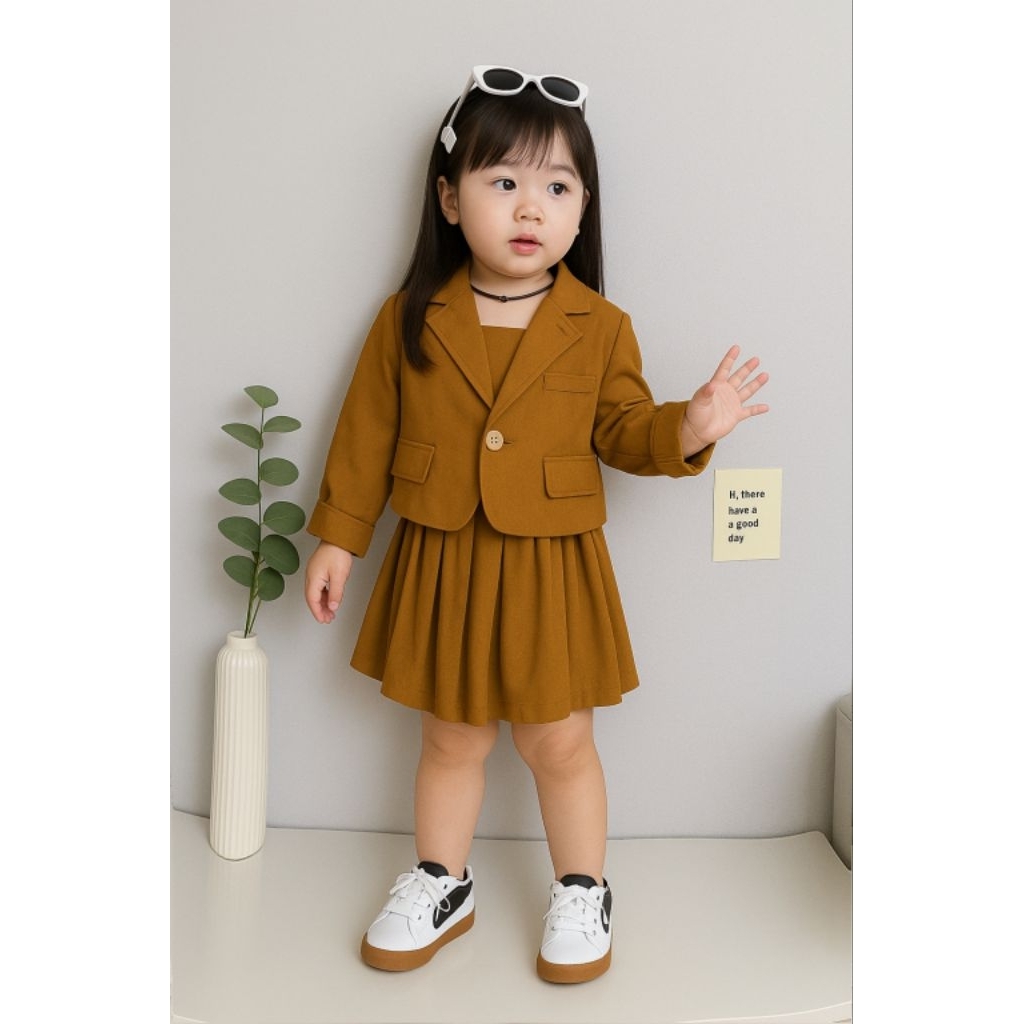 Set Jessie Kid Dress Anak Perempuan Umur 3 4 5 Tahun – Baju Anak Cewek Cute & Modis Dress Blazer Ana