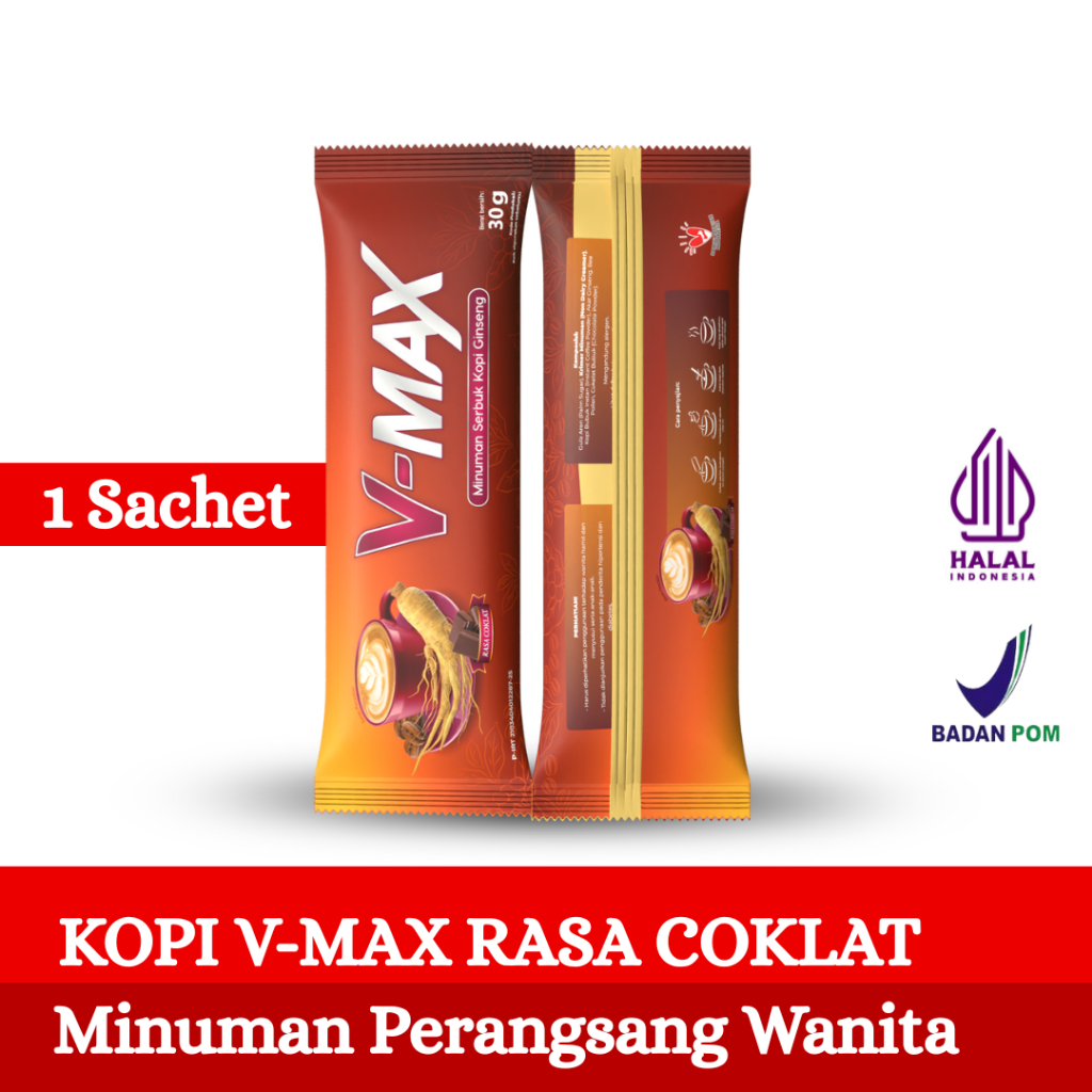 

V MAX Coklat Minuman Chocolat Ginseng Viral - Coklat PPerangsan Original Termurah BPOM 1 Sachet