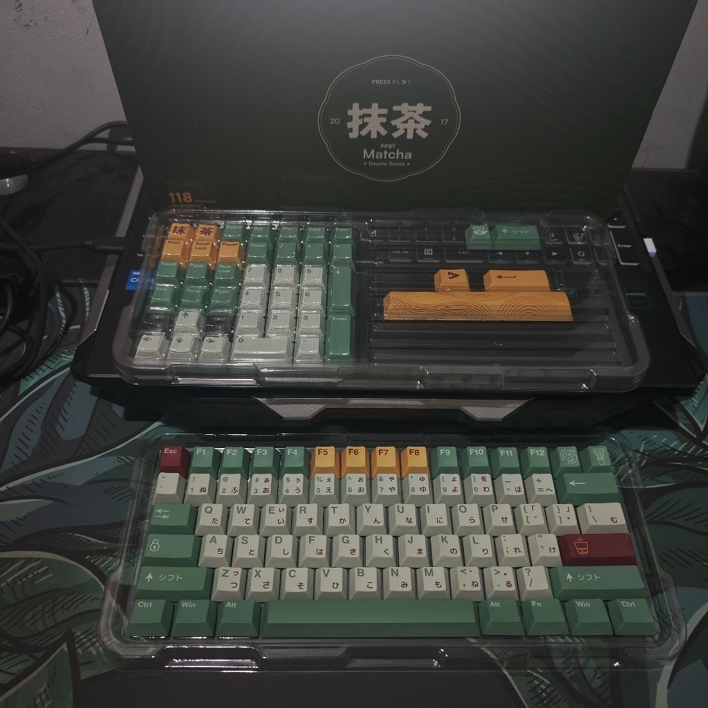 Press Play Matcha PBT Keycaps 118 Set Cherry Profile