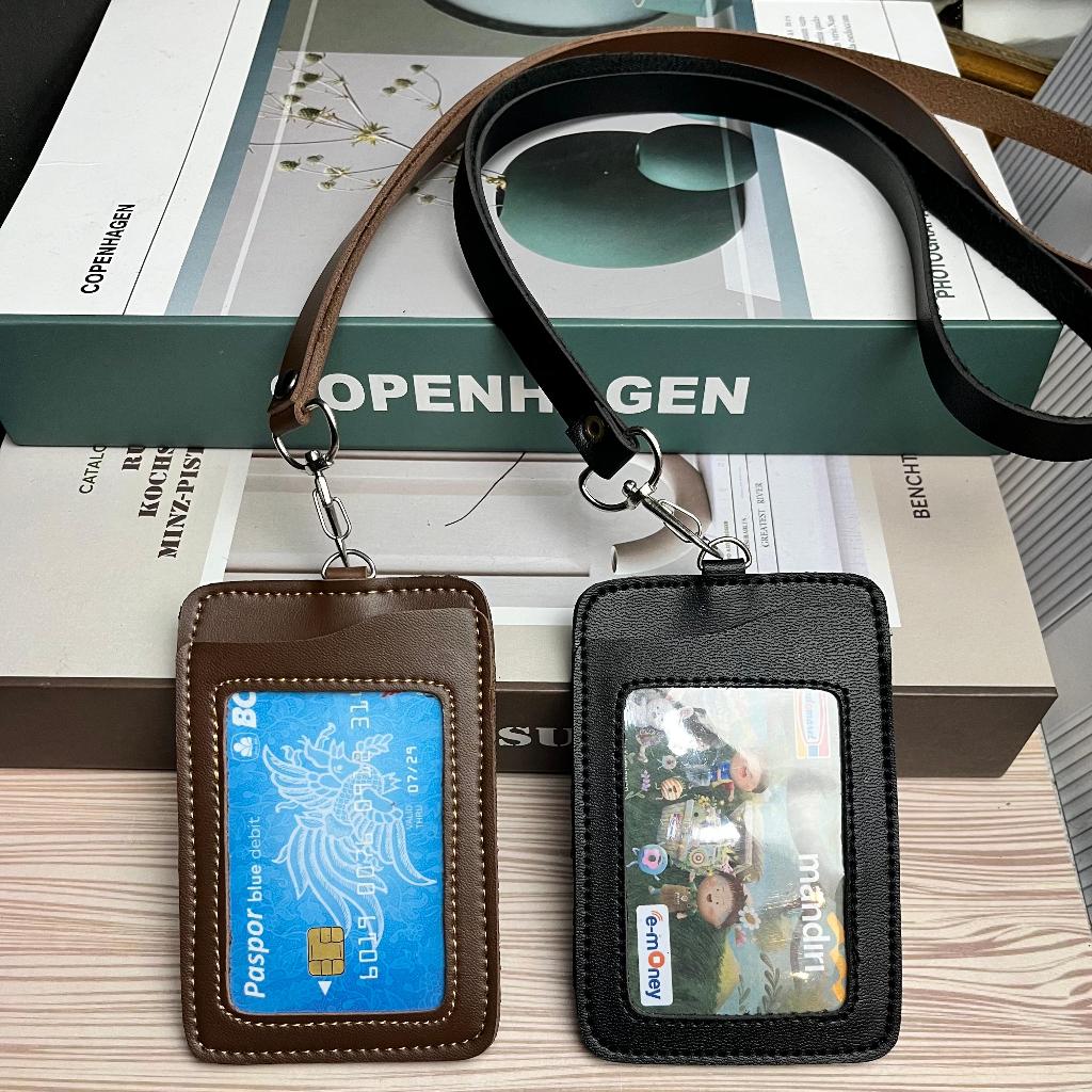 

ID card holder Name tag Holder 3 slot kartu. ID card holder kulit sintetis