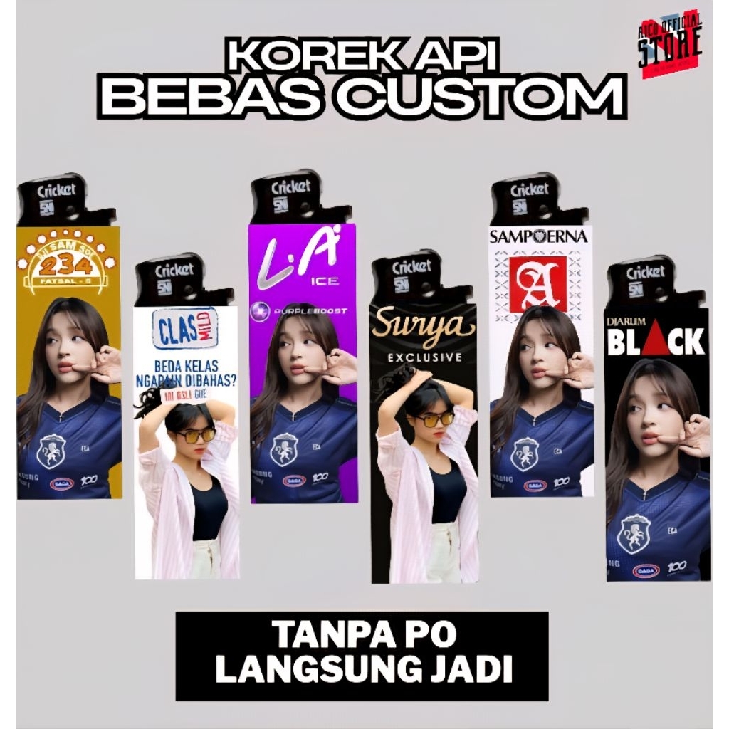[TANPA PO] - Korek Api Kriket Custom Bebas Gambar Sesukamu Original Langsung Jadi Anti Lama Dengan F