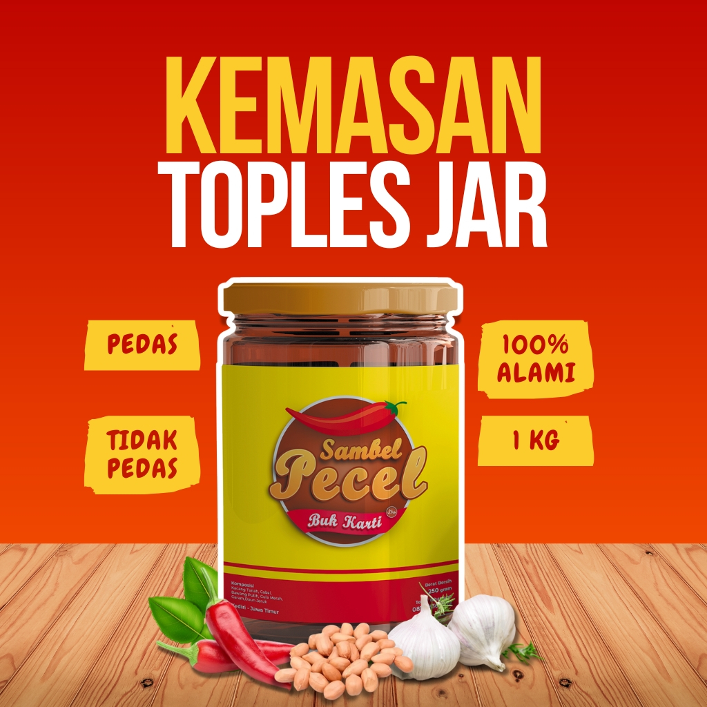 

SAMBEL PECEL KEDIRI BUK KARTI KEMASAN TOPLES JAR 1 KILOGRAM
