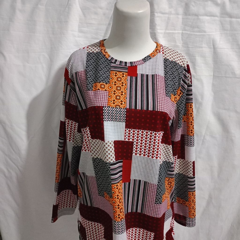 QH Baju Kaos Oversized Wanita Bahan Jersey Motif Bunga Lengan Panjang Untuk Ukuran L