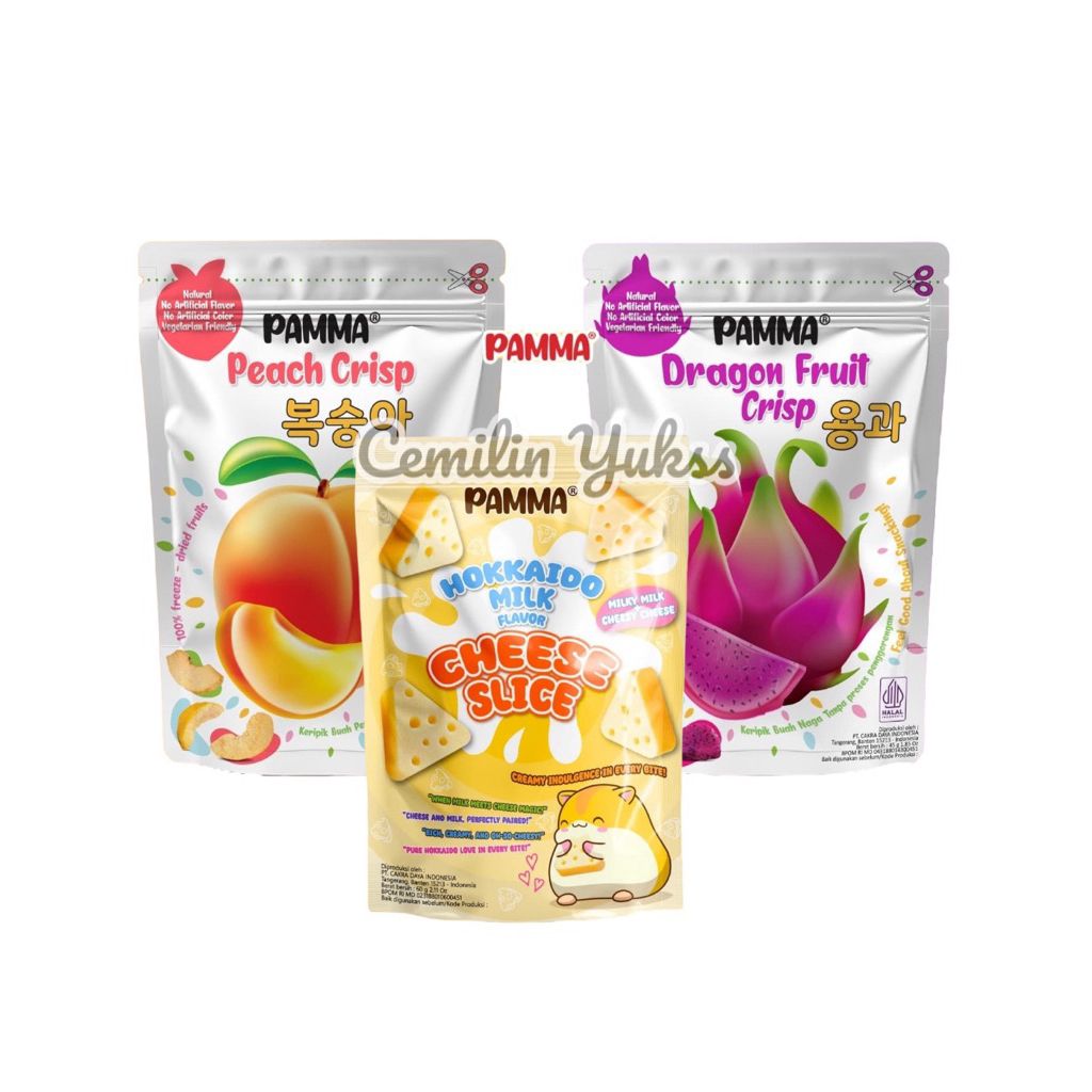 

Pamma Peach Crisp Pamma Dragon Fruit Crisp Pamma Hokkaido Milk Cheese Slide Buah Kering Keripik Buah