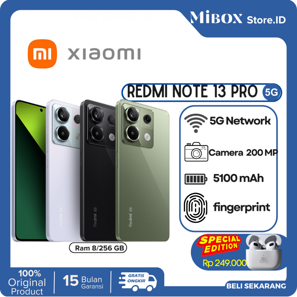 Xiaomi Redmi Note 13 pro 5G 8/256 + 12/512 GB,AMOLED,Corning Gorilla Glass,Fingerprint,5100 mAh