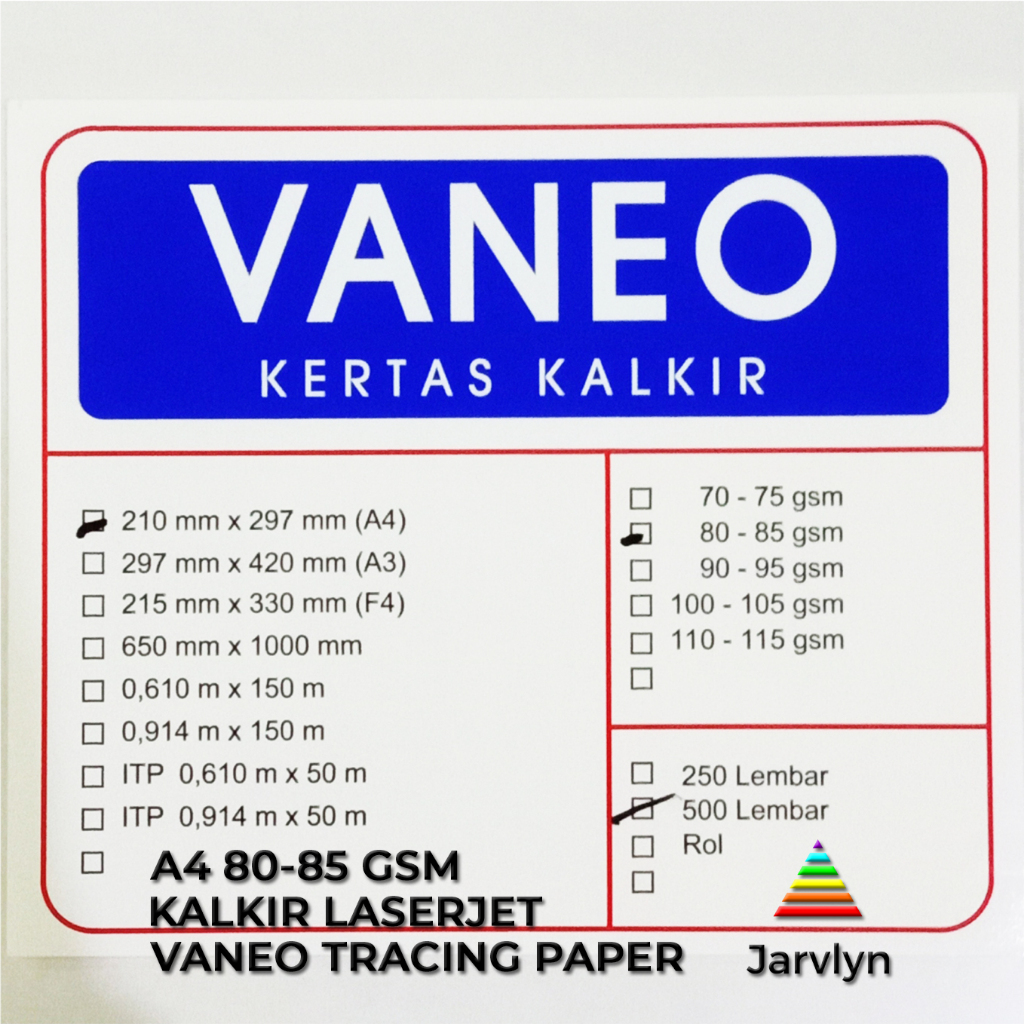 

Vaneo Kertas Kalkir A4 80/85 gsm Tracing Paper eceran