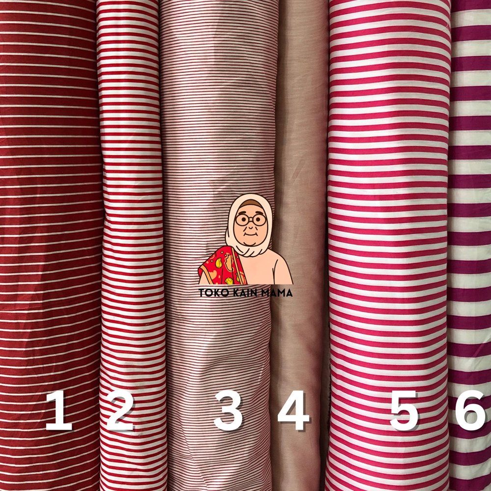 Kain Katun Jepang Japan Design Tokai Senko Motif Garis Merah Bahan Baju Blouse Kemeja Dress Gamis Mu
