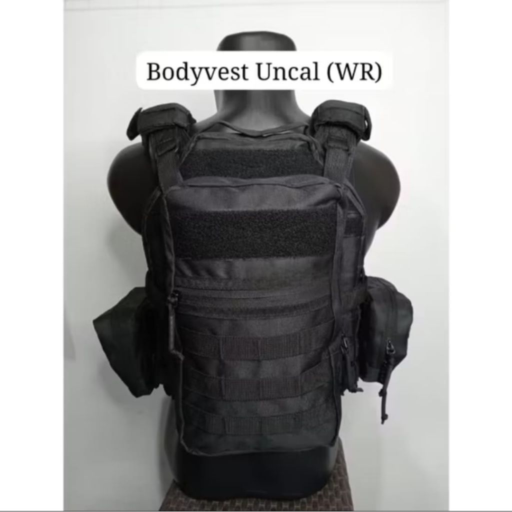 WR Bodyvest Uncal Loreng Premium Cordura D600 Waterproof Quick Release Hitam Hijau dengan Pouch dan 