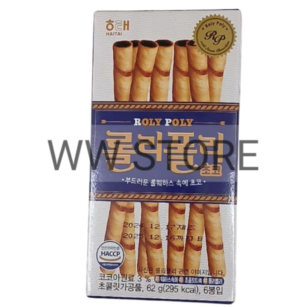 

Wafer gulung rasa cokelat coklat Korea Korean HAITAI HAI TAI ROLY POLY Chocolate Wafer Roll 62g
