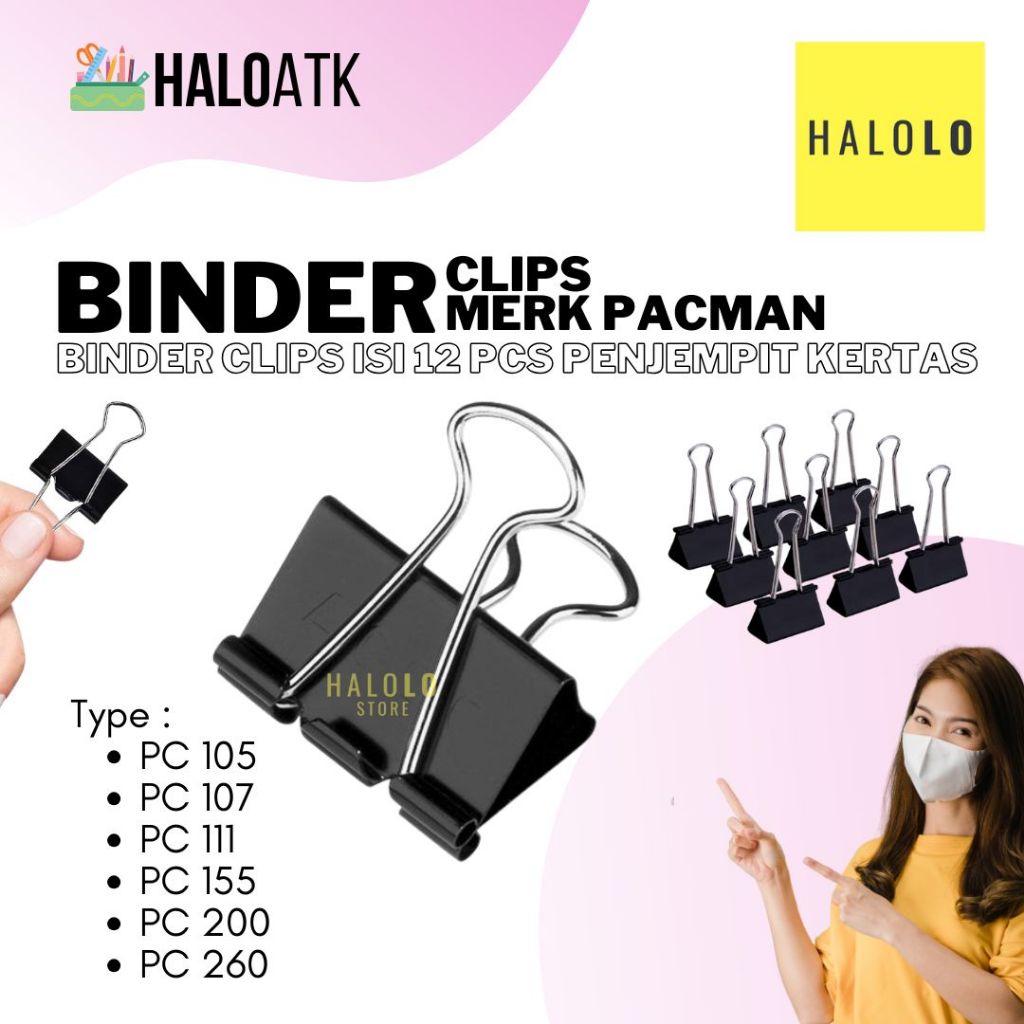 

Binder Clip Penjepit Kertas Penjepit Dokumen Binder Clips Pacman
