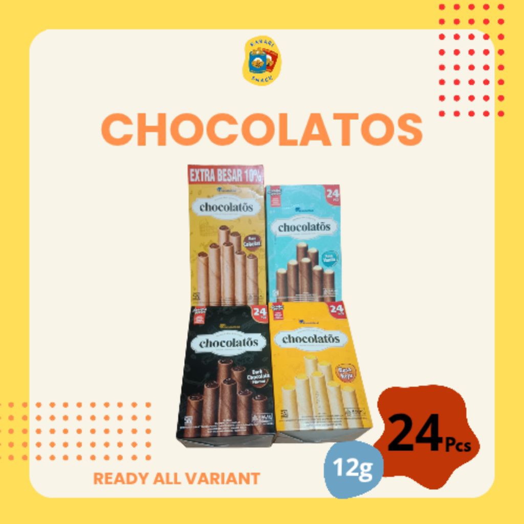 

RS Chocolatos Wafer Roll (12g) Cocolatos rasa Coklat coklat / Keju / Dark Coklat / Vanila isi 24pcs