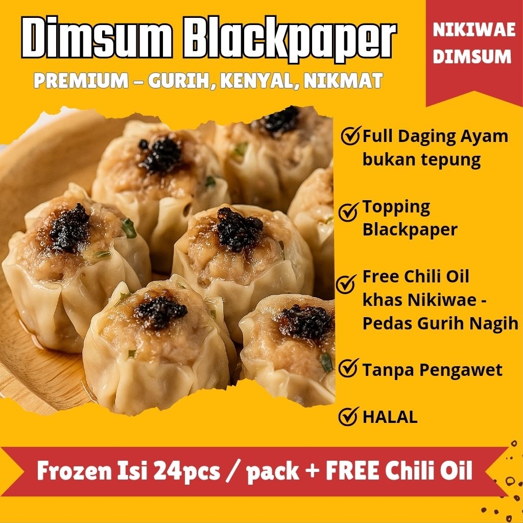 

Dimsum Blackpaper Frozen Isi 24pcs + FREE Chili Oil | Full Daging Ayam HALAL | Tanpa Pengawet