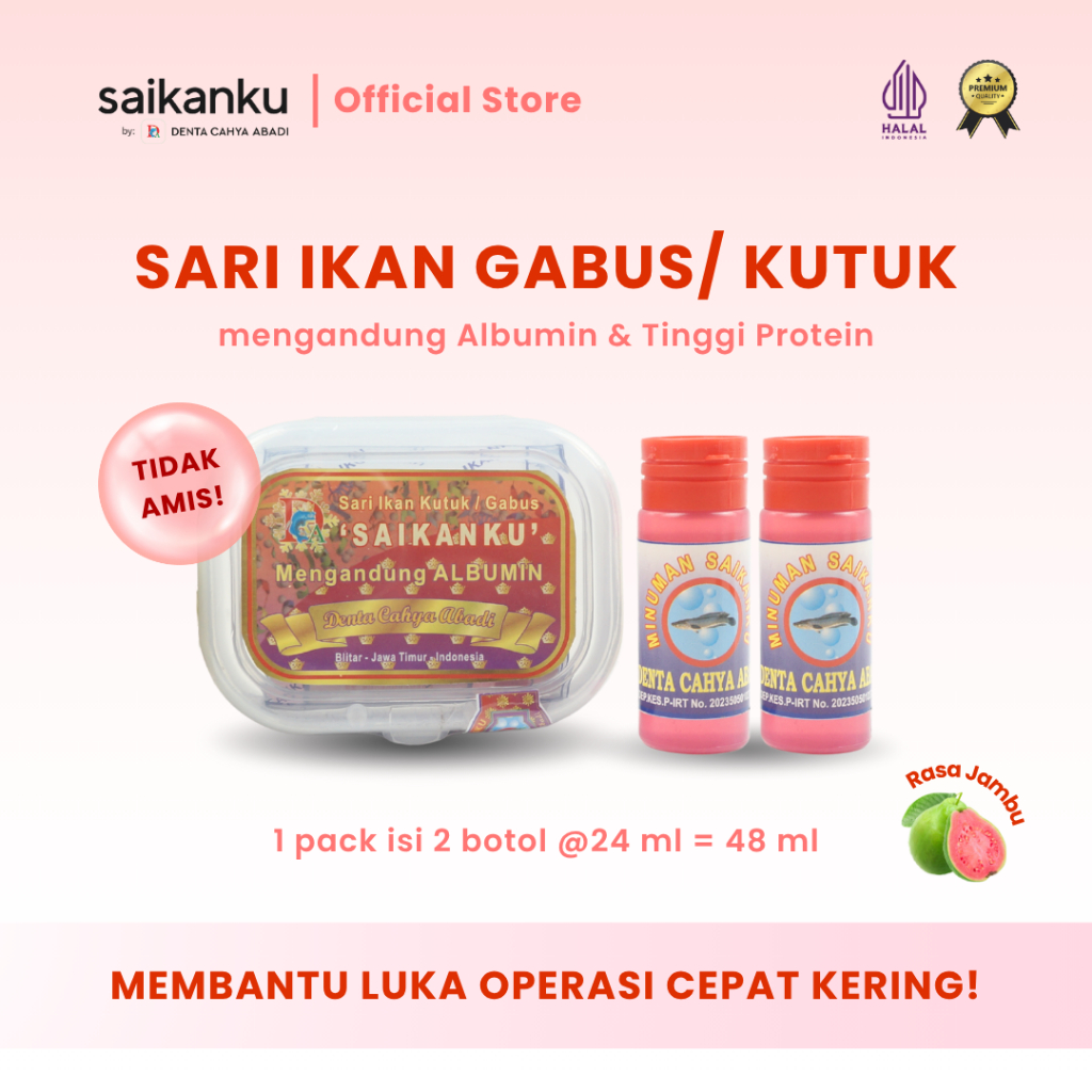 Saikanku Sari Ikan Gabus Suplemen Luka Pasca Operasi Albumin Ekstrak Ikan Gabus Cair Rasa Jambu