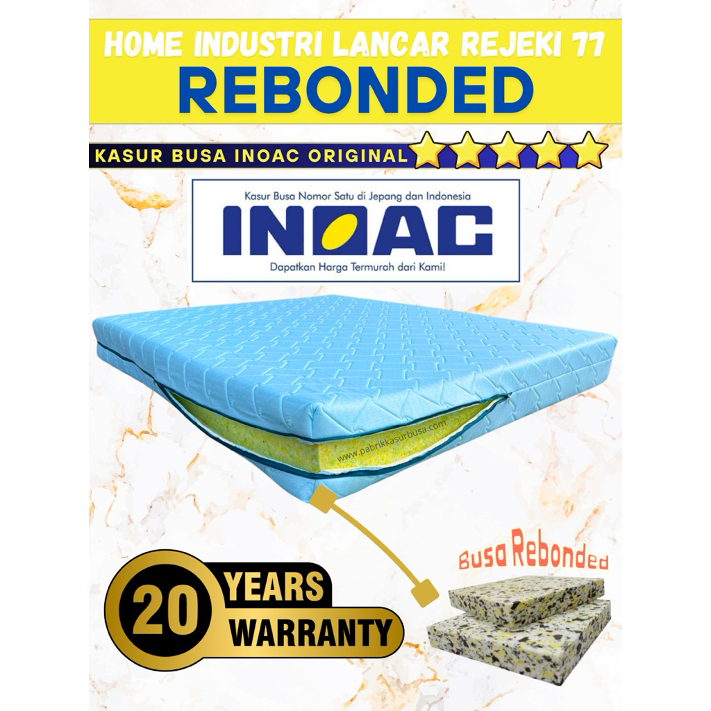 GRATIS BANTAL QUILTING Kasur Busa INOAC Original Tebal 15cm GARANSI 15 Tahun Rebonded ANTI GEMBOS Uk