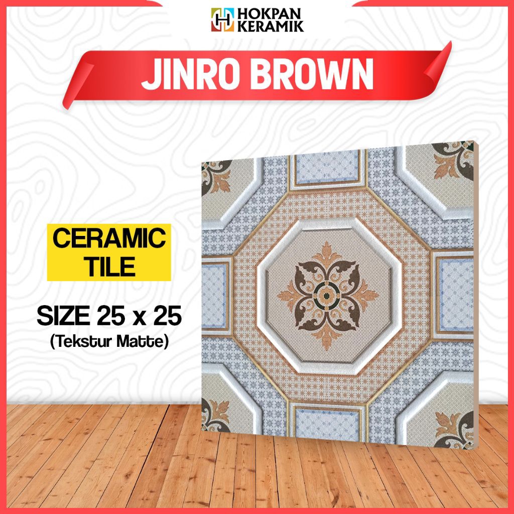 KERAMIK UKURAN 25X25 JINRO BROWN (BACA DESKRIPSI)