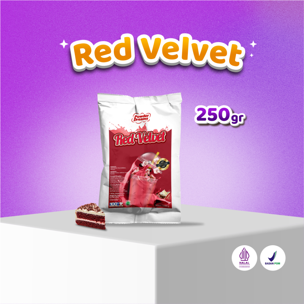 

Powder Dreams - Bubuk Minuman Rasa Red Velvet 250 gr Reguler (+Gula)